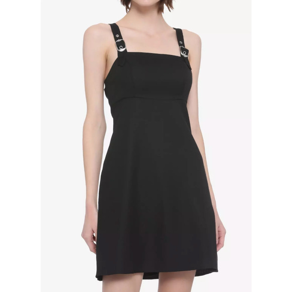 Hot Topic Black Buckle Strap Pinafore Dress - Size S - Picture 1 of 10
